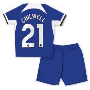 Chelsea Ben Chilwell #21 Hemmaställ Barn 2023-24 Kortärmad (+ Korta byxor)